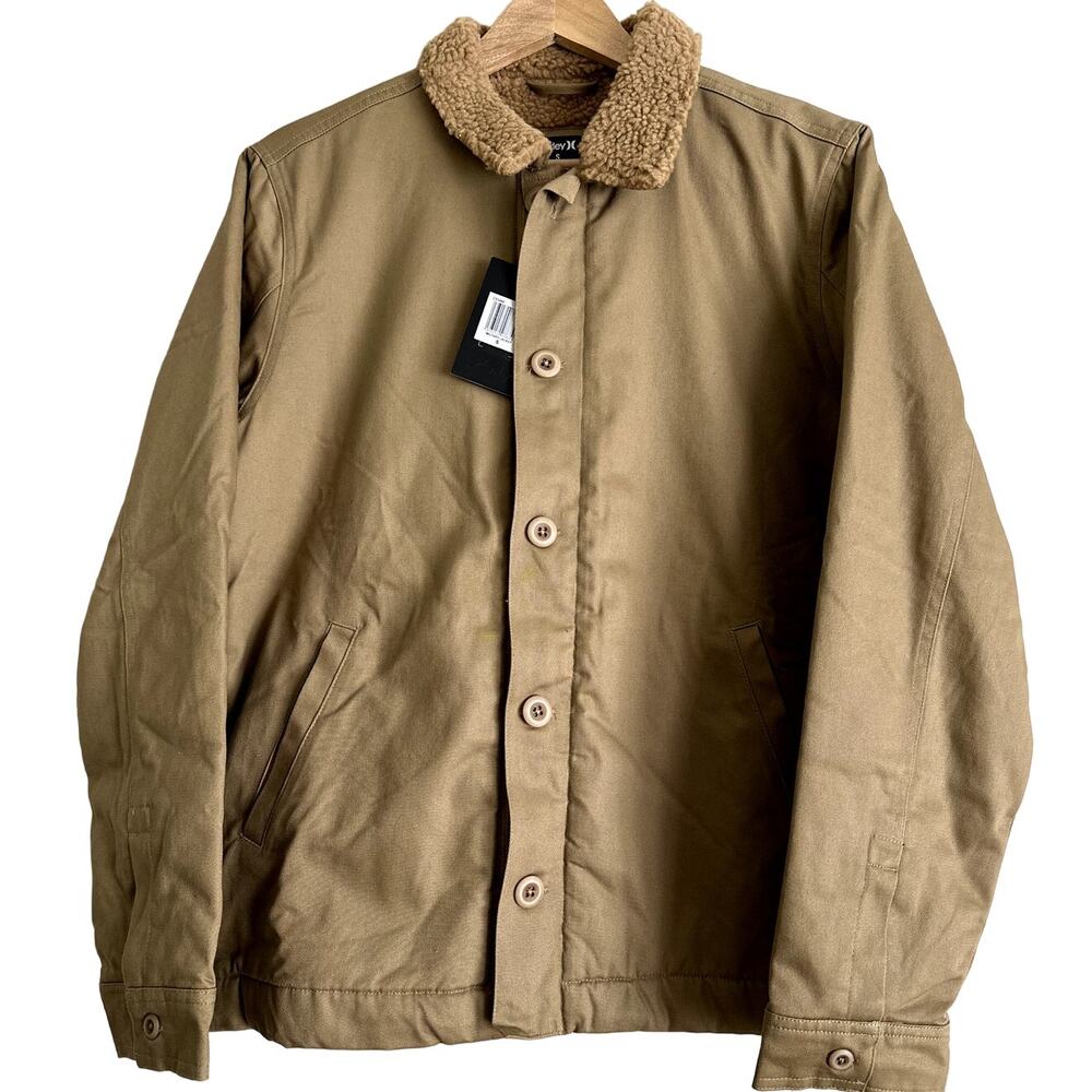 Hurley Tan Men's‎ Military Jacket-Sherpa Lined-Size Small-NWT